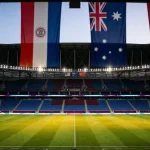 World Cup 2026 Group D preview featuring USA, Paraguay, Australia and Turkey flags with stadium backdrop