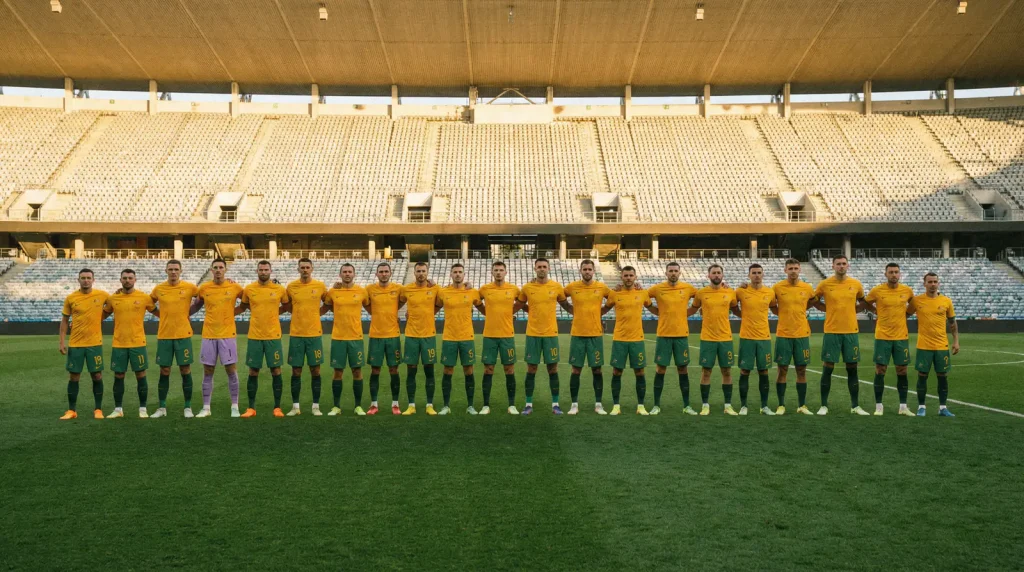 Australian national football team Socceroos lineup before a World Cup 2026 qualifying match