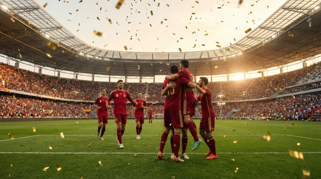 Spain national football team La Roja celebrating their Euro 2024 victory heading into World Cup 2026