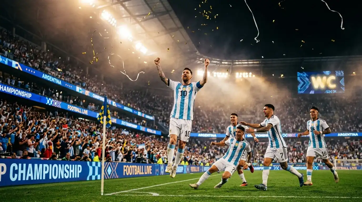 Argentina players mob Lionel Messi after his equaliser against Egypt in Atlanta